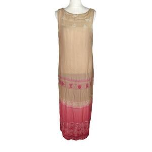 Vintage Etro Beaded Silk Ethereal Dress Blush Rose Ombre Embellished Size 46